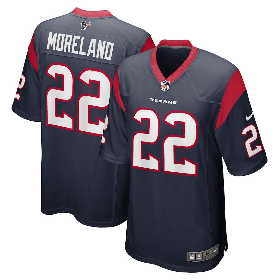 Men Houston Texans 22 Jimmy Moreland Nike Navy Game NFL Jersey